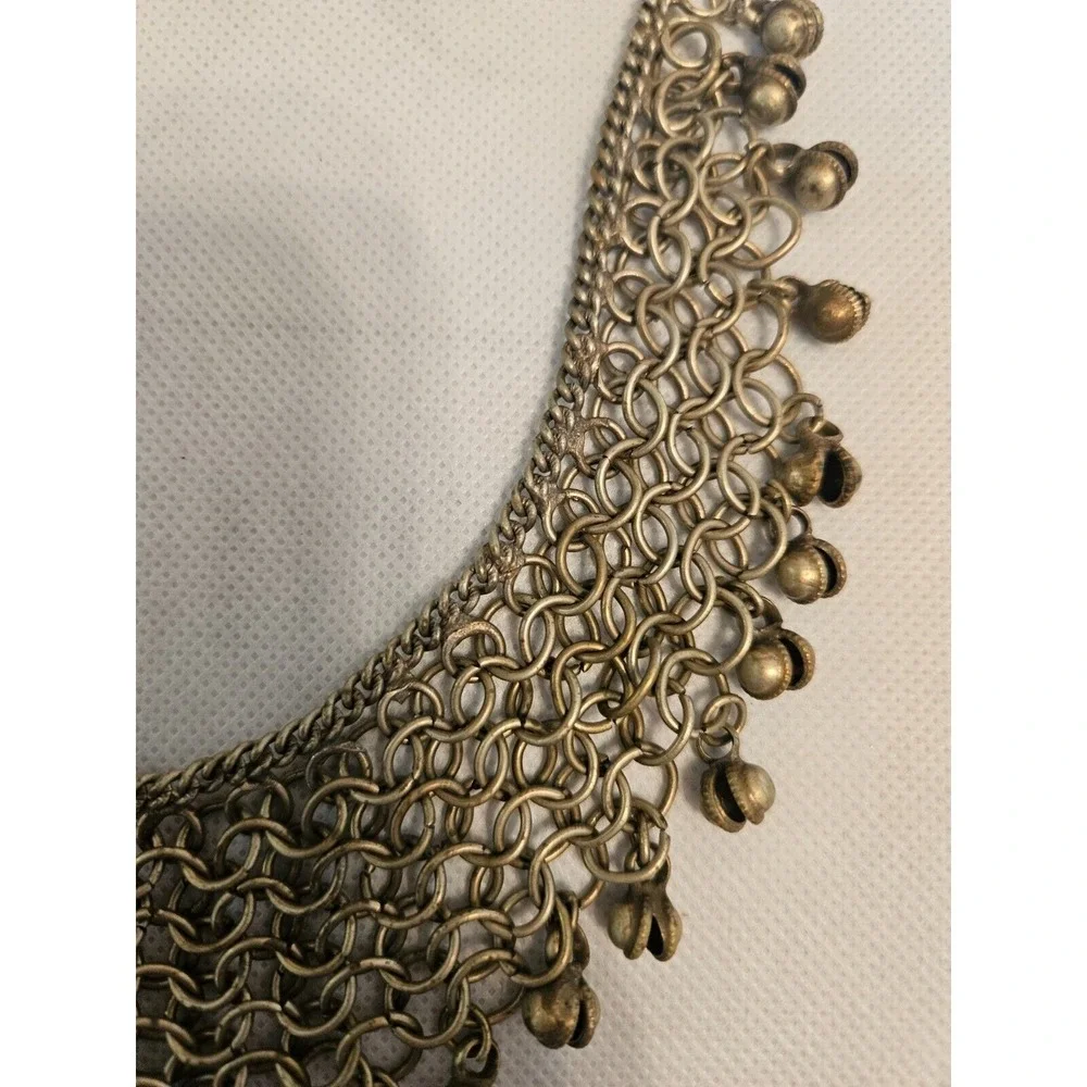Bell Choker Necklace Statement Chainmail Bib‎ Festival Tribal Jewelry